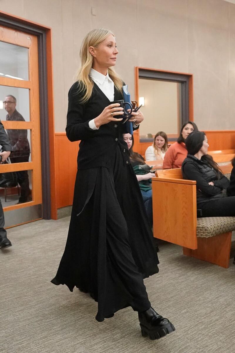 Gwyneth Paltrow enters the courtroom for her trial on March 27, 2023, in Park City, Utah