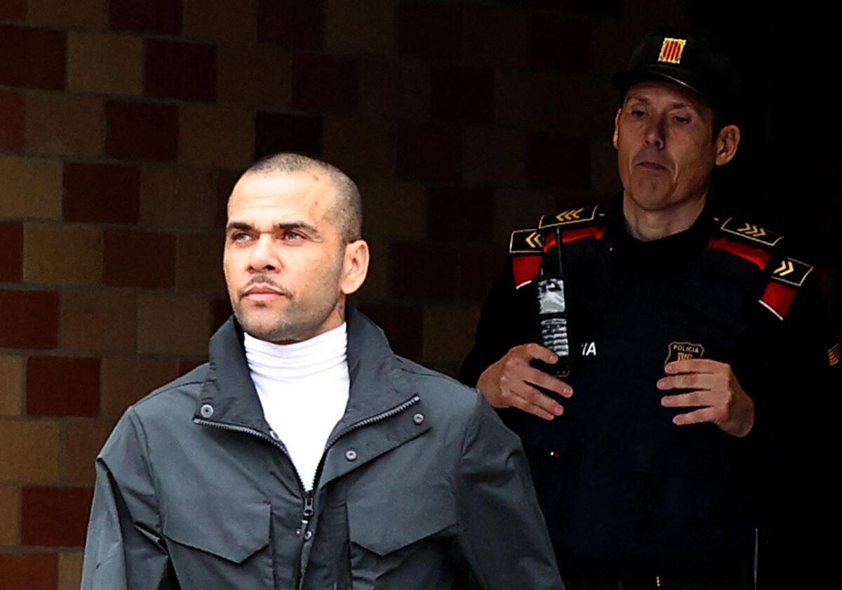 Brazilian footballer Dani Alves leaves the Brians 2 prison on Monday. — Reuters