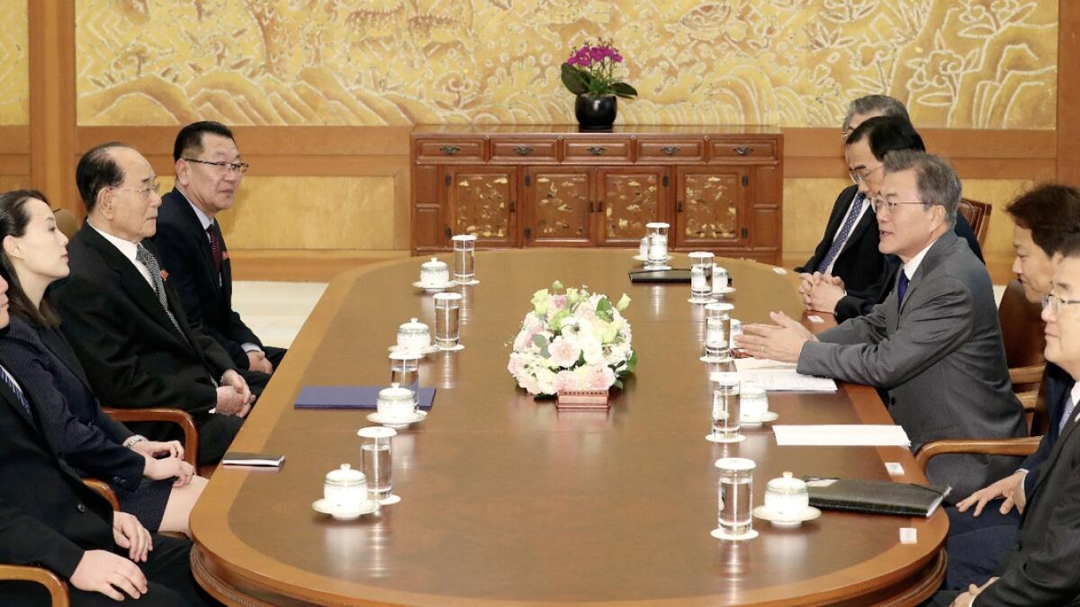 S. Korean president hosts lunch for Kim Jong Uns sister