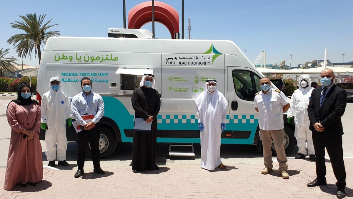 Dubai Health Authority, launches, mobile unit, testing bus, coronavirus, Covid-19