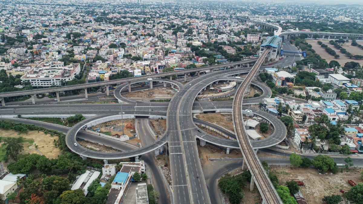 An aerial view of deserted Rajiv Gandhi IT Expressway during an intensified lockdown as a preventive measure against the spread of coronavirus disease, in Chennai. The state government had earlier announced that on all the four Sundays in July, intense lockdown will be in force across Tamil Nadu and only health care services, including pharmacies and hospitals, will be functional.  Photo: PTI