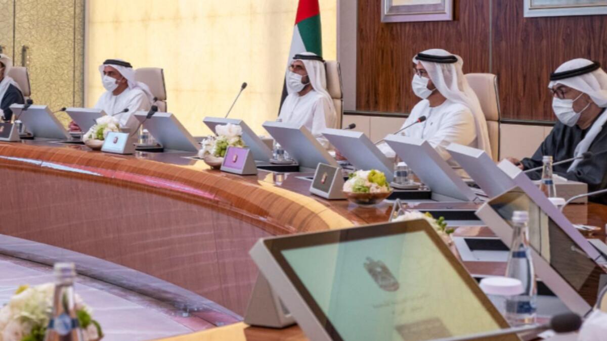 Sheikh Mohammed chairs 2021's first Cabinet meeting. — Photo: @HHShkMohd/Twitter