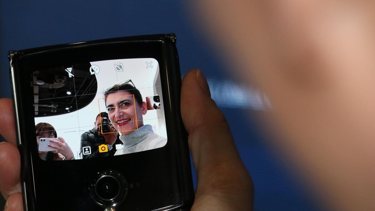 The new Motorola Razr during its launch event in Beijing on Thursday.
