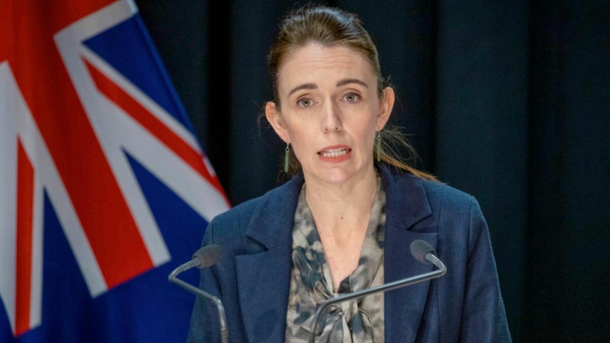 New Zealand Prime Minister Jacinda Ardern addresses a press conference following the Auckland supermarket terror attack. — AP