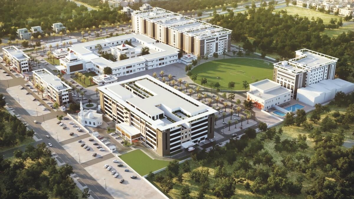 The Thumbay Medicity in Al Jurf, Ajman. It is a medical epicentre built with an investment of more than Dh1 billion