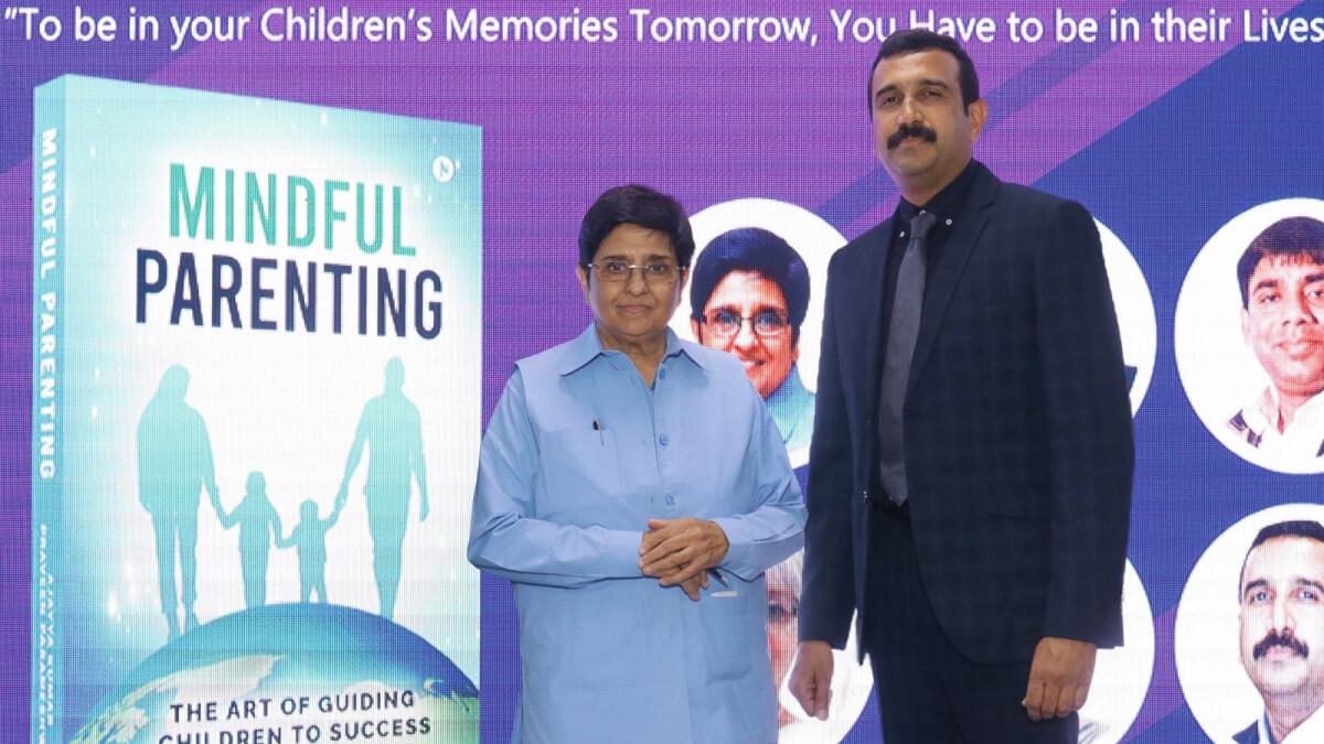 Dr. Kiran Bedi and Ajayya Kumar at the 'Mindful Parenting' book release event.
