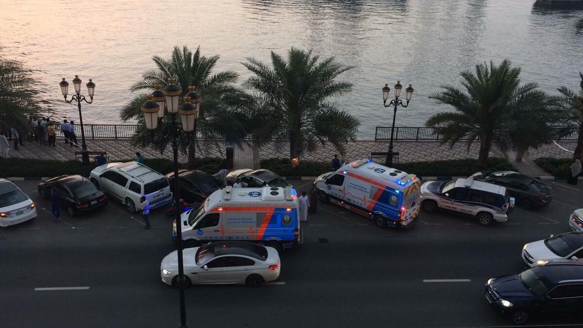 Emergency units off Sharjah's Khalid port