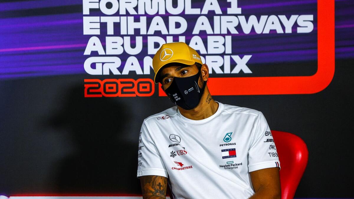 Lewis Hamilton during the press conference after the race in Abu Dhabi. — Reuters