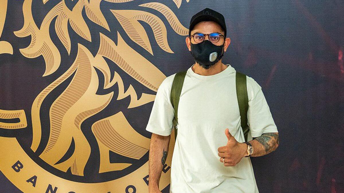 Virat Kohli arrives in Dubai on Sunday ahead of the resumption of the IPL. — Twitter
