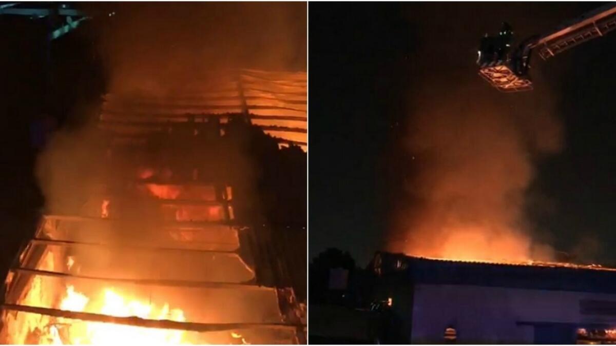 Ajman Civil Defense douse massive fire at warehouse
