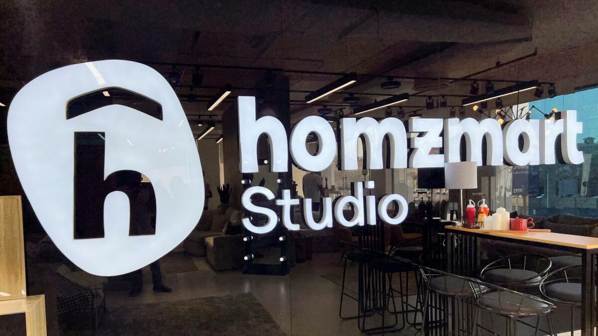 A Homzmart logo is pictured inside a company's showroom in Cairo. The latest round brings its total funding to about $40 million. — Reuters