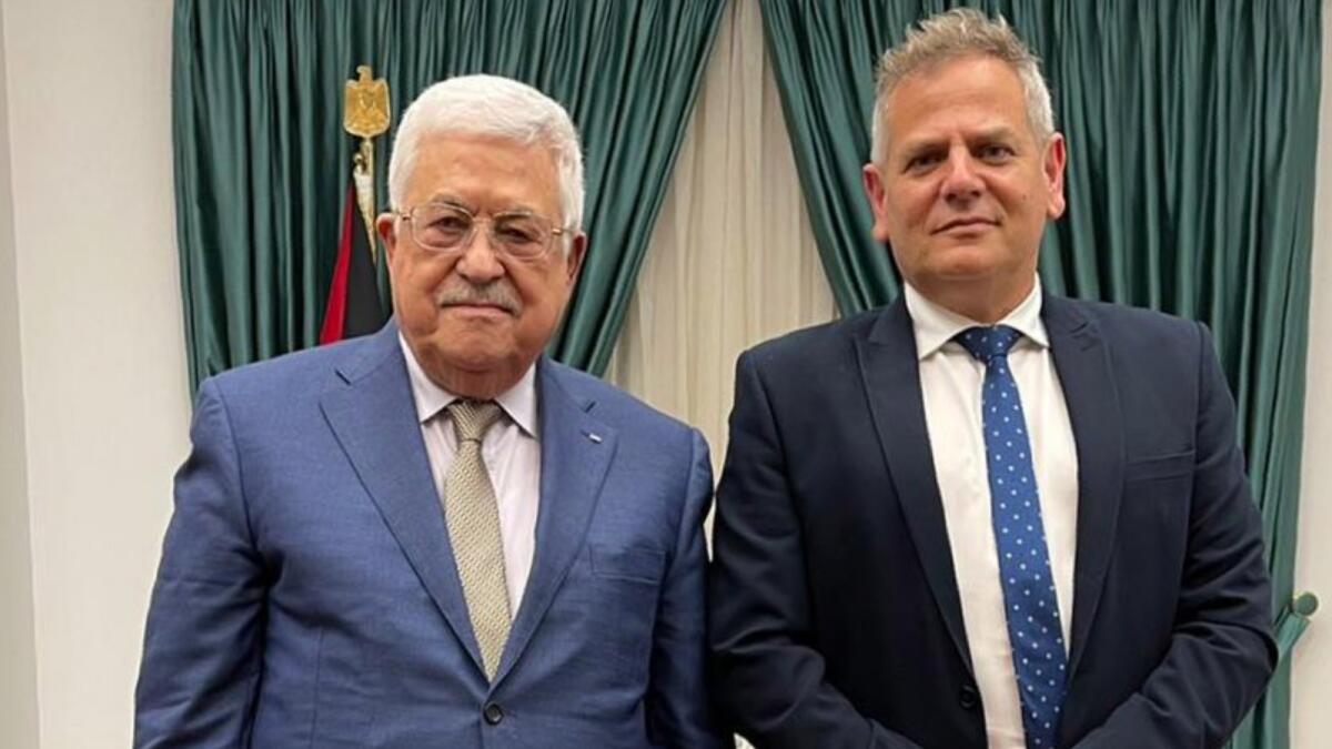 Mahmoud Abbas and Nitzan Horowitz. — Courtesy: Twitter