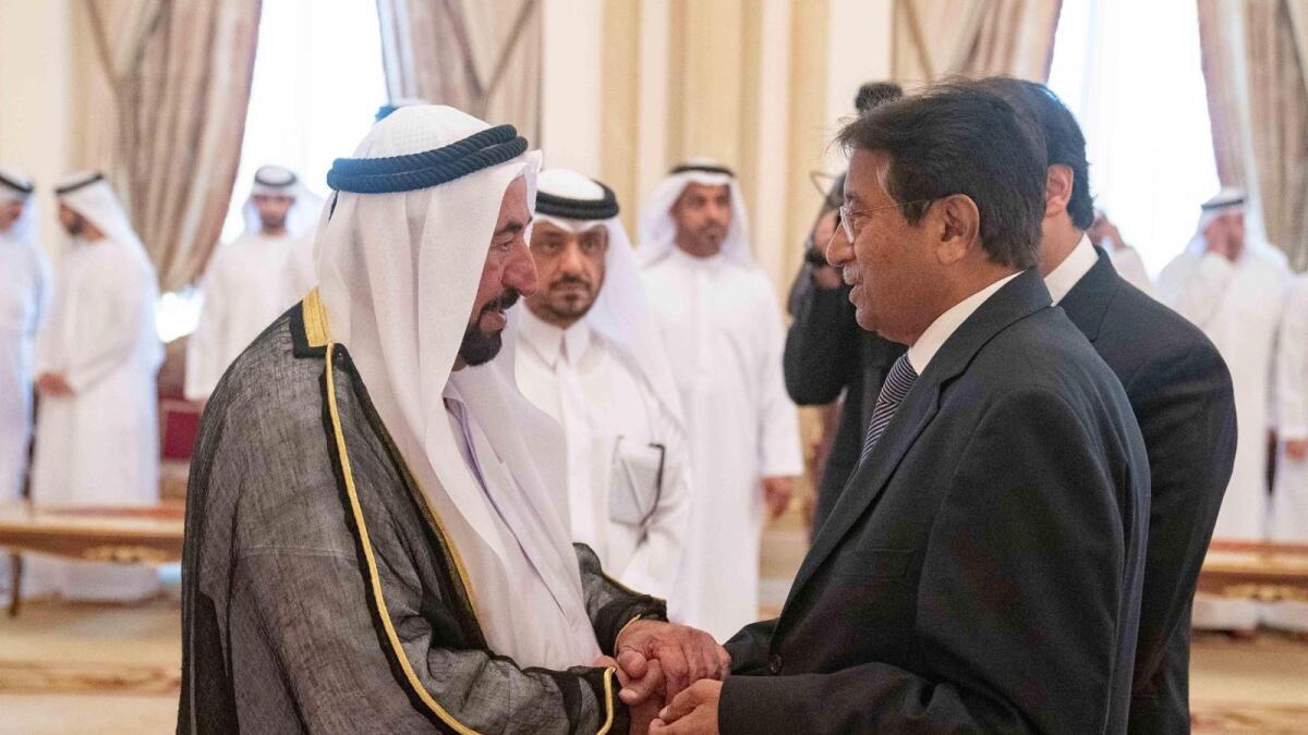 The former Pakistani President offers his condolences to His Highness Dr Sheikh Sultan bin Muhammad Al Qasimi, Supreme Council Member and Ruler of Sharjah on the death of Sheikh Khalid bin Sultan bin Muhammad Al Qasimi.