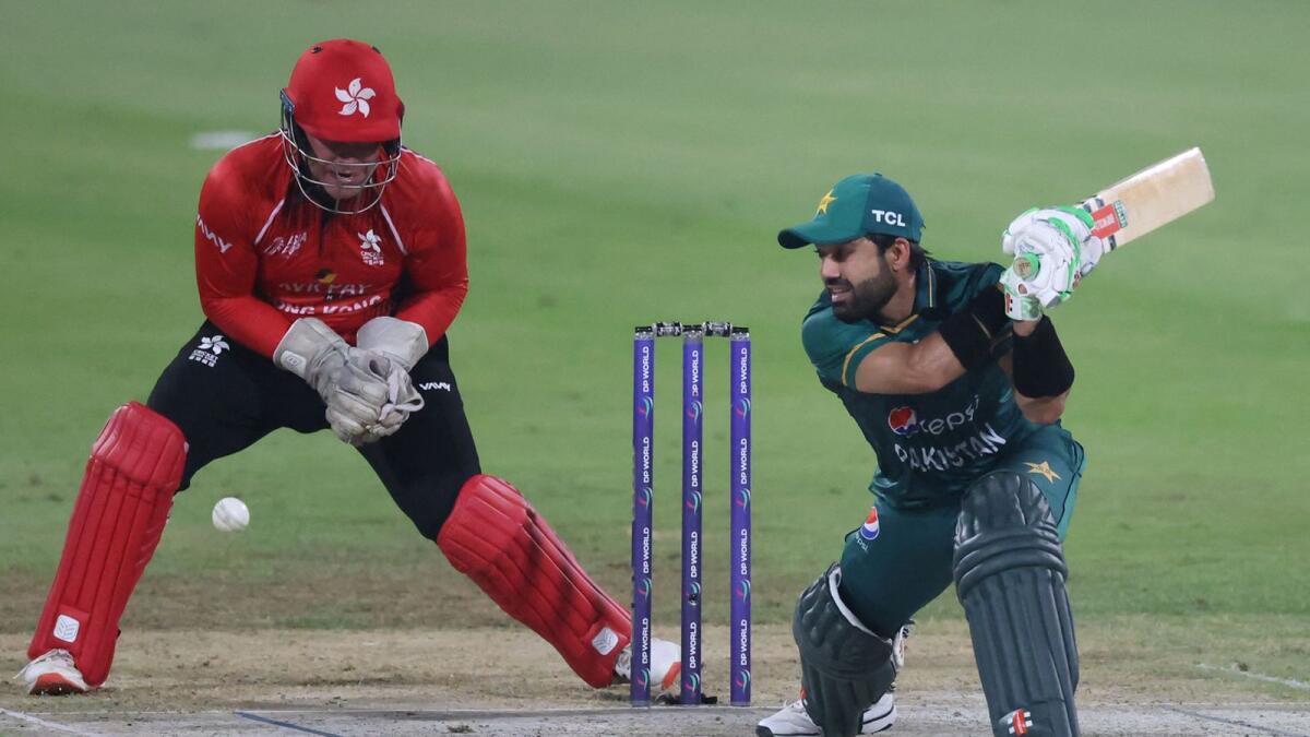Pakistan batsman Mohammad Rizwan plays a shot. (AFP)