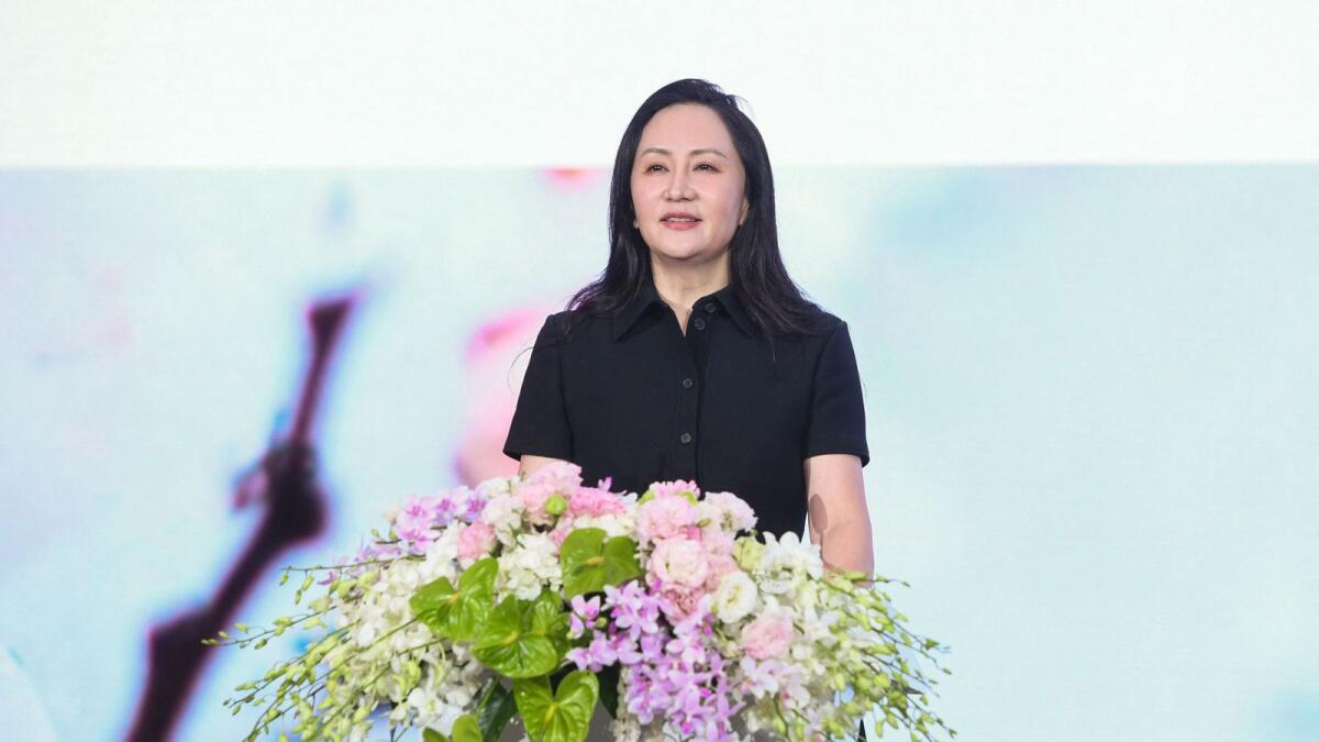 Huawei's chief financial officer Meng Wanzhou speaks during the Huawei 2022 Annual Report press conference in Shenzhen, in China's southern Guangdong province on Friday. - AFP