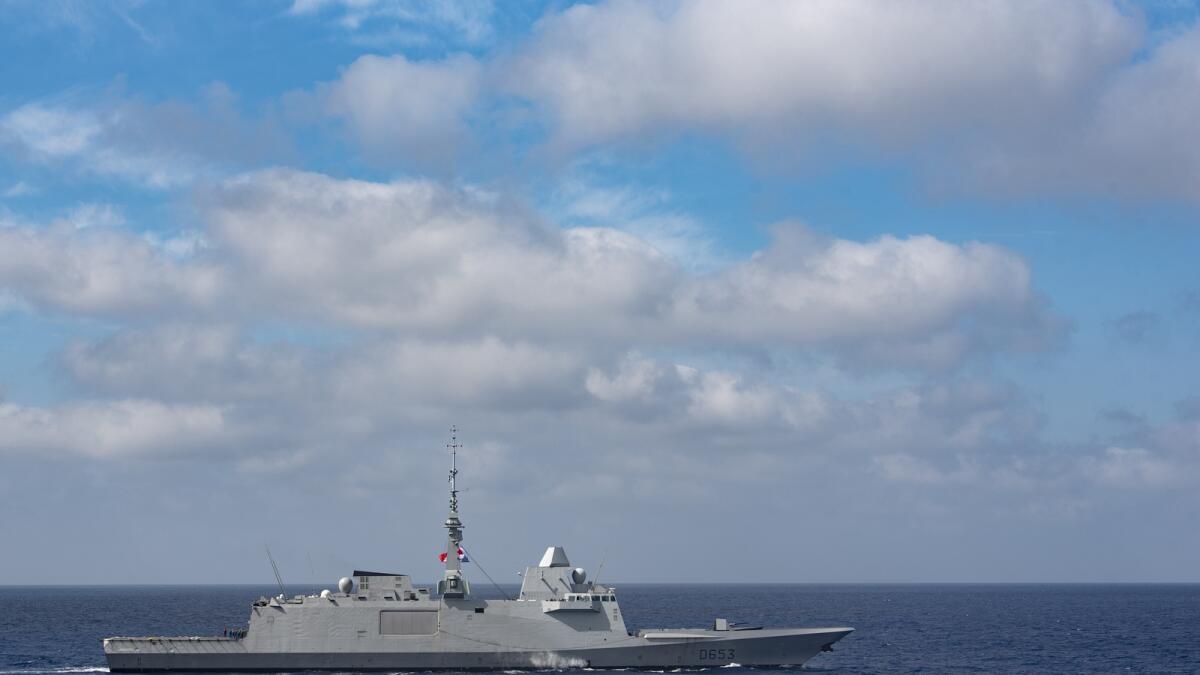 This photo provided by the French Navy shows the frigate Languedoc in the Strait of Hormuz. — AP file