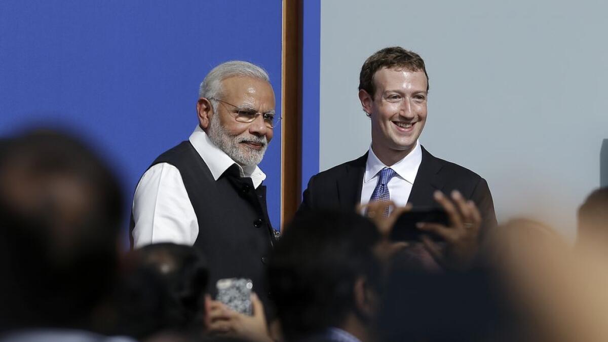 Prime Minister of India Narendra Modi, left, with Facebook CEO Mark Zuckerberg.