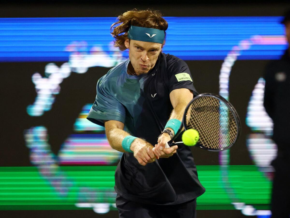 Russia's Andrey Rublev in action during his round of 32 match against China's Zhang Zhizhen. — Reuters