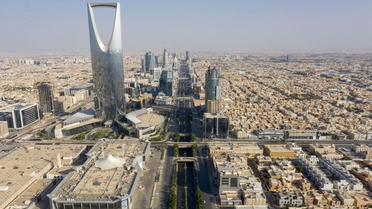 An aerial view shows the Kingdom Tower in  Riyadh. — AFP
