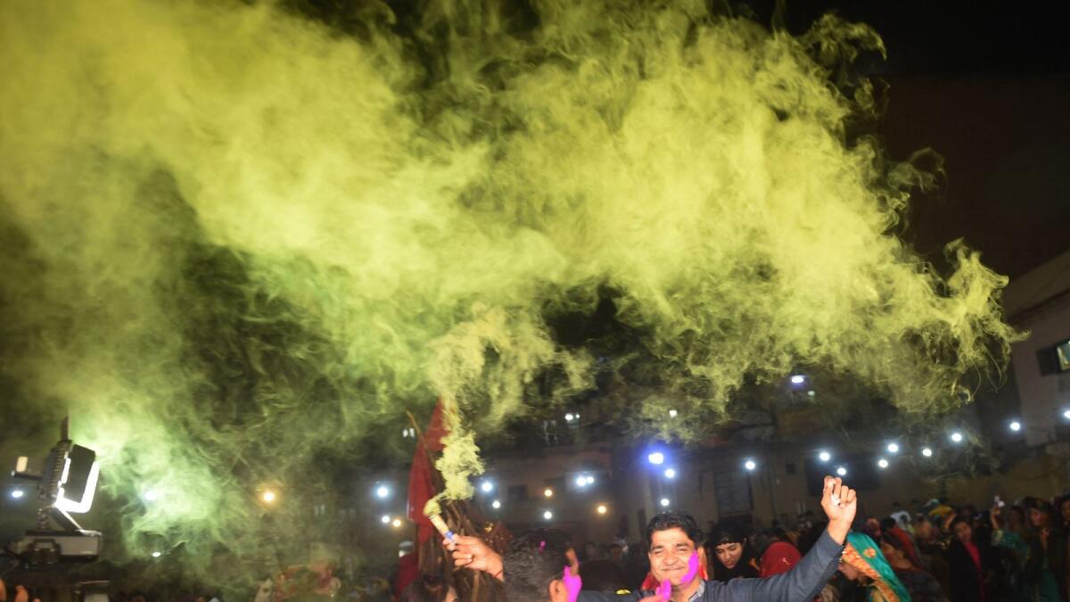 Holi celebrations in Karachi. — AFP file