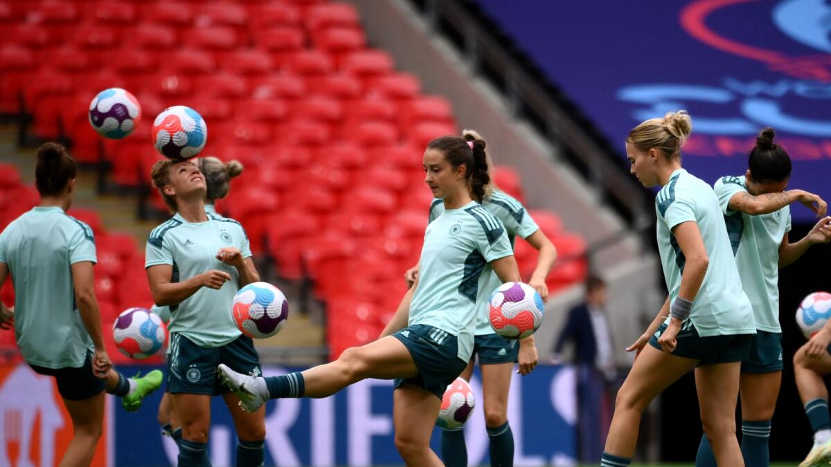 German players during a training session. — UEFA Women's Euro 2022 Twitter