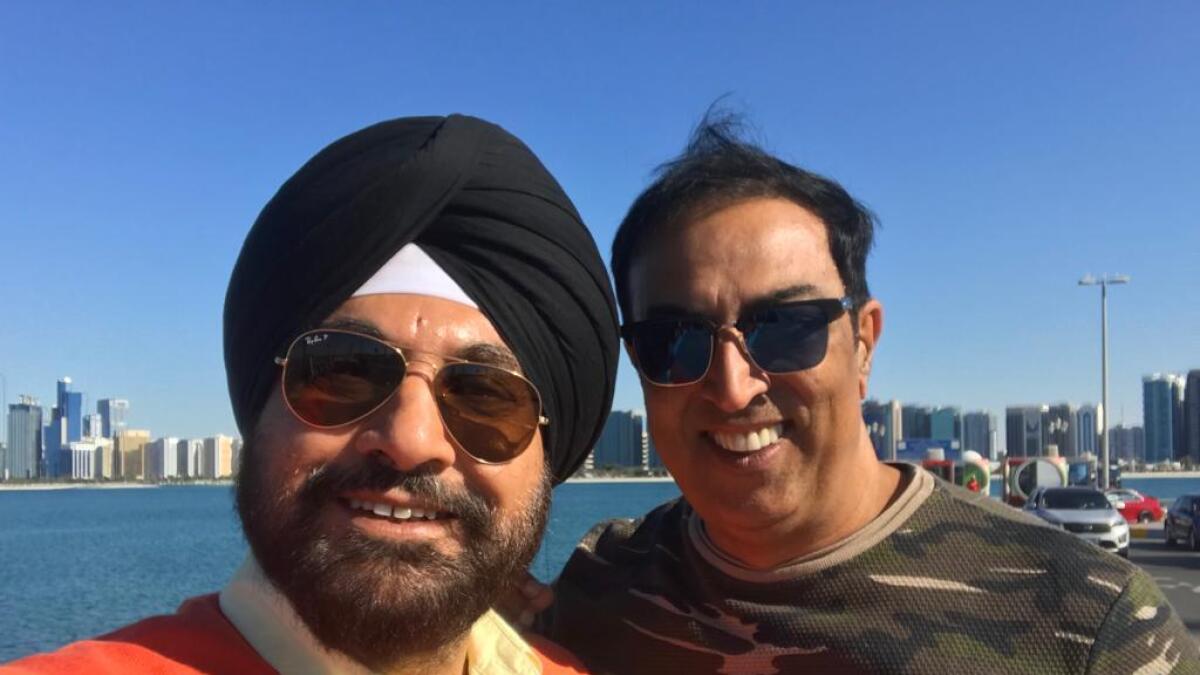 Balbir Singh Randhawa with Vindu Dara Singh in Abu Dhabi
