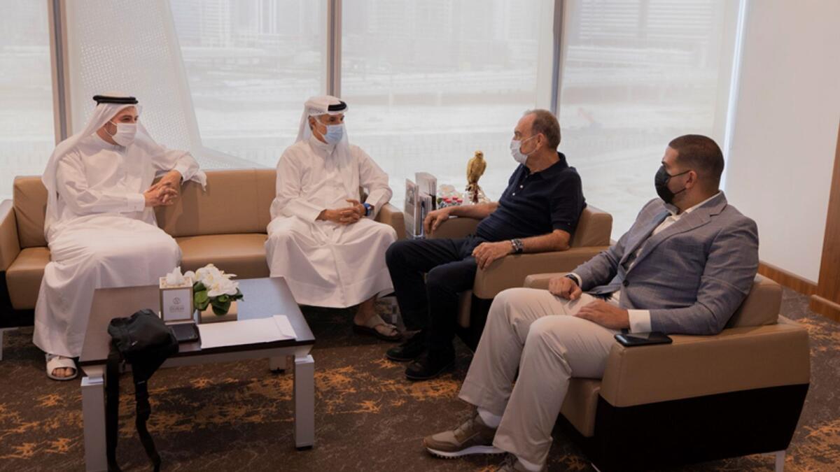 Saeed Hareb, Secretary General of DSC with former Israel football team and Chelsea coach Avram Grant. —Supplied photo