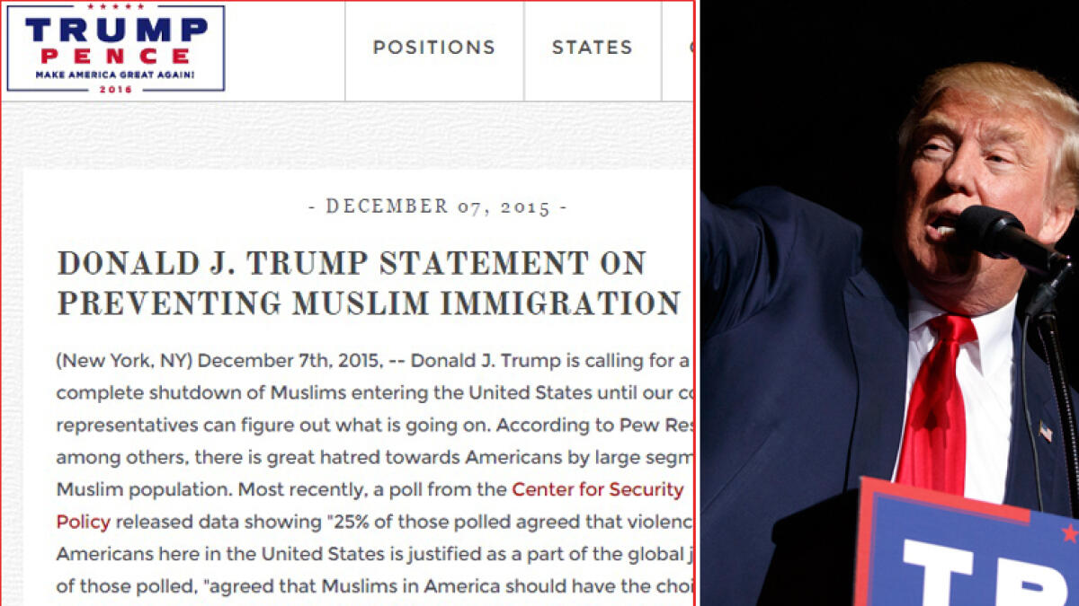 Muslim ban proposal RESTORED on Trumps website 