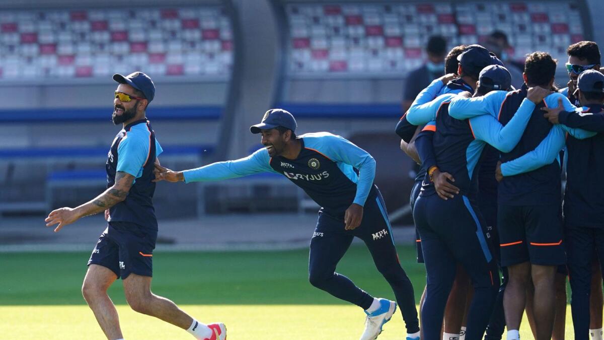 Indian captain Virat Kohli (left) during the nets session at Emirates Old Trafford in Manchester on Wednesday. (Reuters)