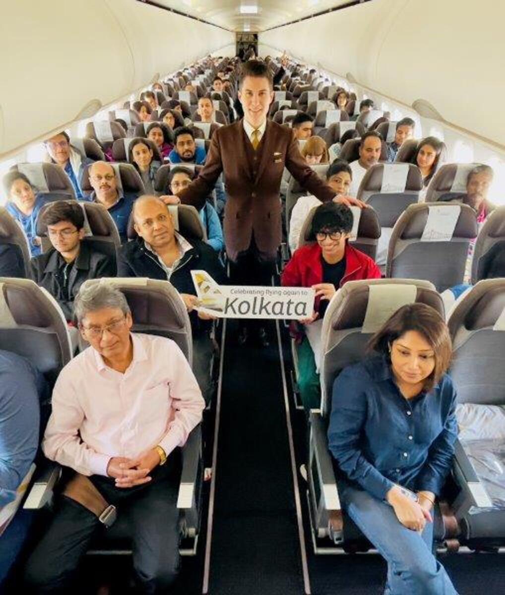 Passenger onboard Etihad flight EY256, before departing Abu Dhabi International Airport to Kolkata’s Netaji Subhash Chandra Bose Airport. - Supplied photo