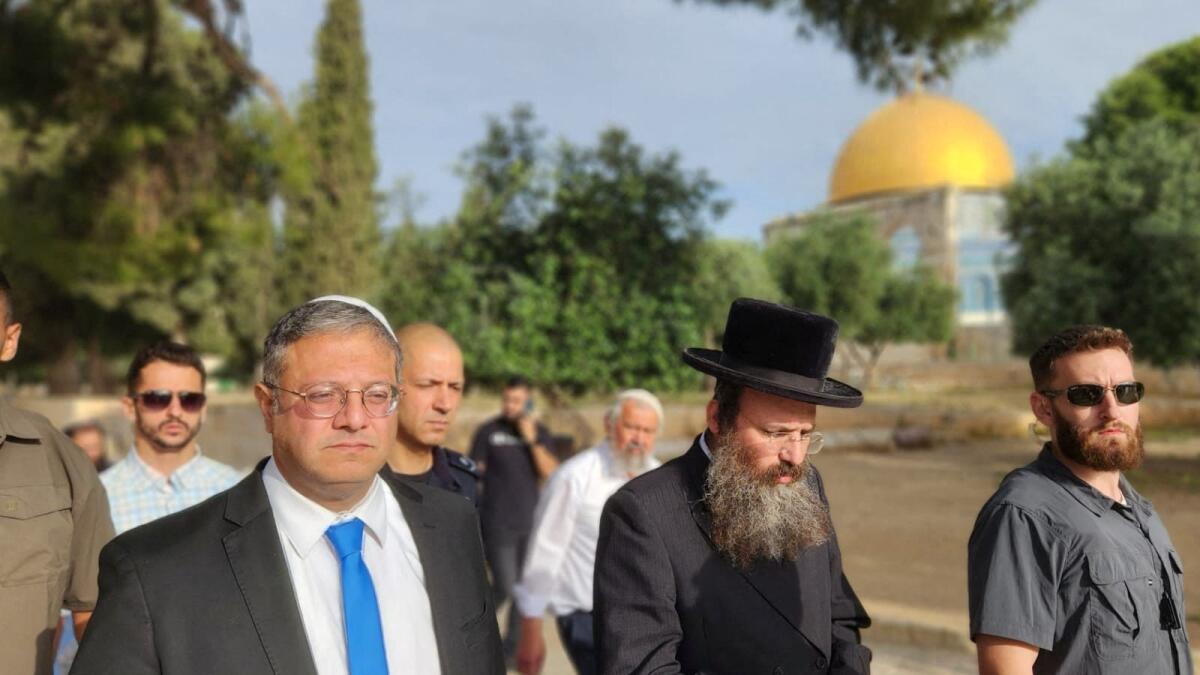 Israeli National Security Minister Itamar Ben-Gvir visits Al Aqsa compound in Jerusalem's Old City. — Reuters