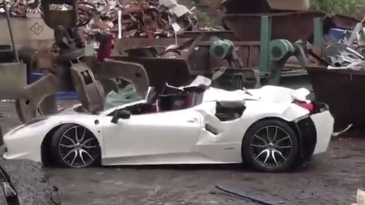 Video: Dh1 million Ferrari destroyed in seconds