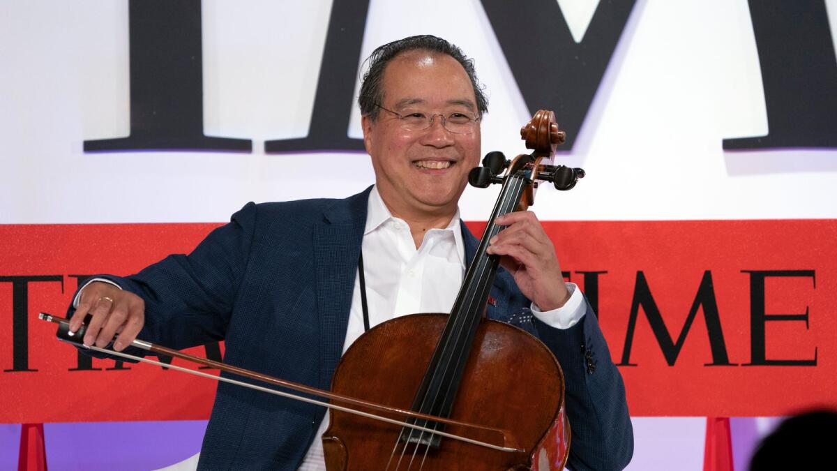 Chinese-American cellist Yo-Yo Ma performs during the Time 100 Summit event on April 23, 2019, in New York. Photo: AFP