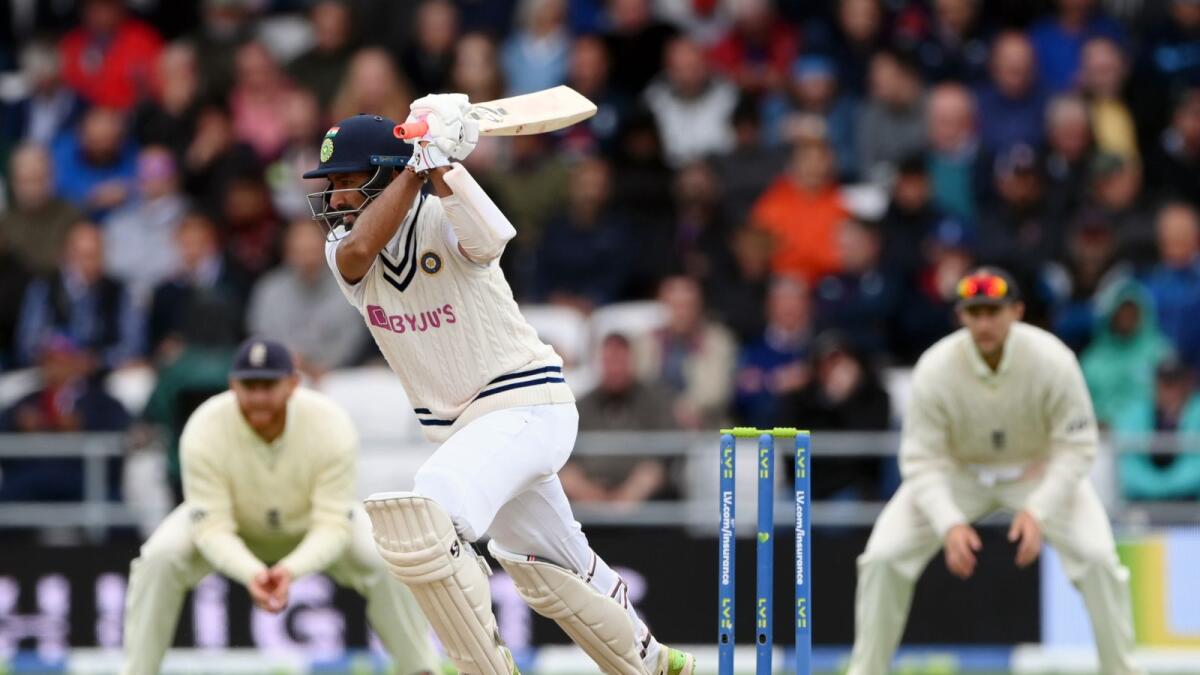 India's Cheteshwar Pujara plays a shot during the 3rd day of the third Test match against England.— ANI