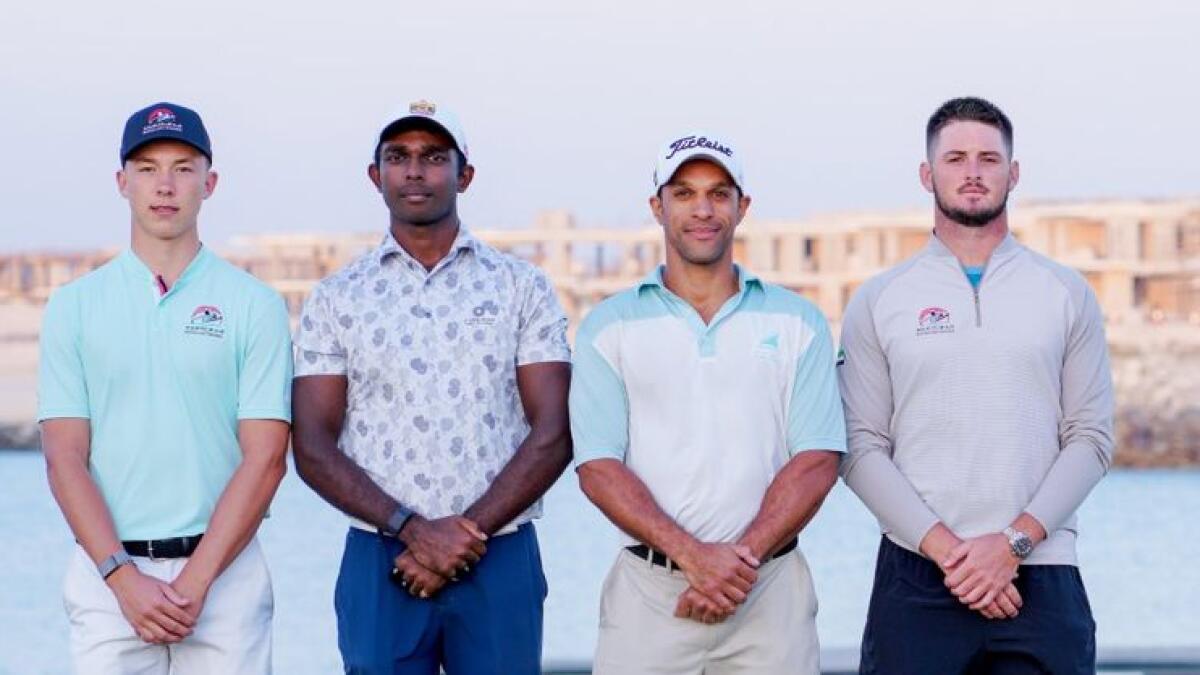 The four EGF invites for this week's Ras Al Khaimah Championship at Al Hamra Golf Club: left to right, Viktor Kofod-Olsen, Jonathan Selvaraj, Ahmed Al Musharrekh and Joshua Grenville-Wood - Supplied photo