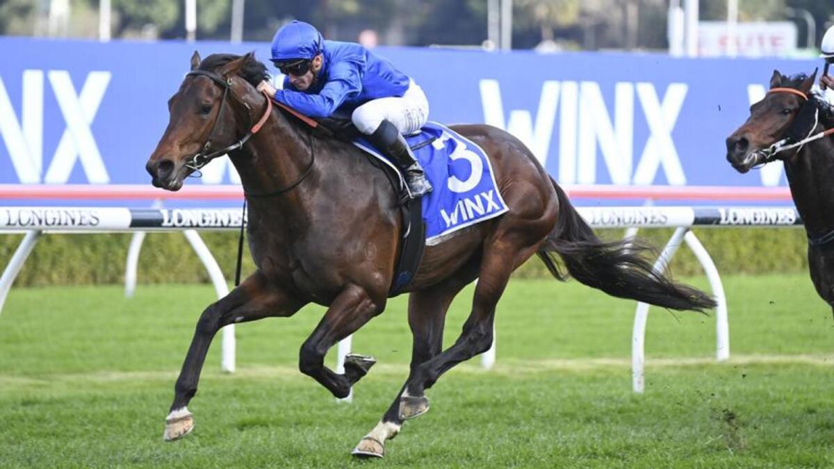 Anamoe wins the G1 $750,000 Winx Stakes at Royal Randwick in Sydney. (Picture courtesy Godolphin)