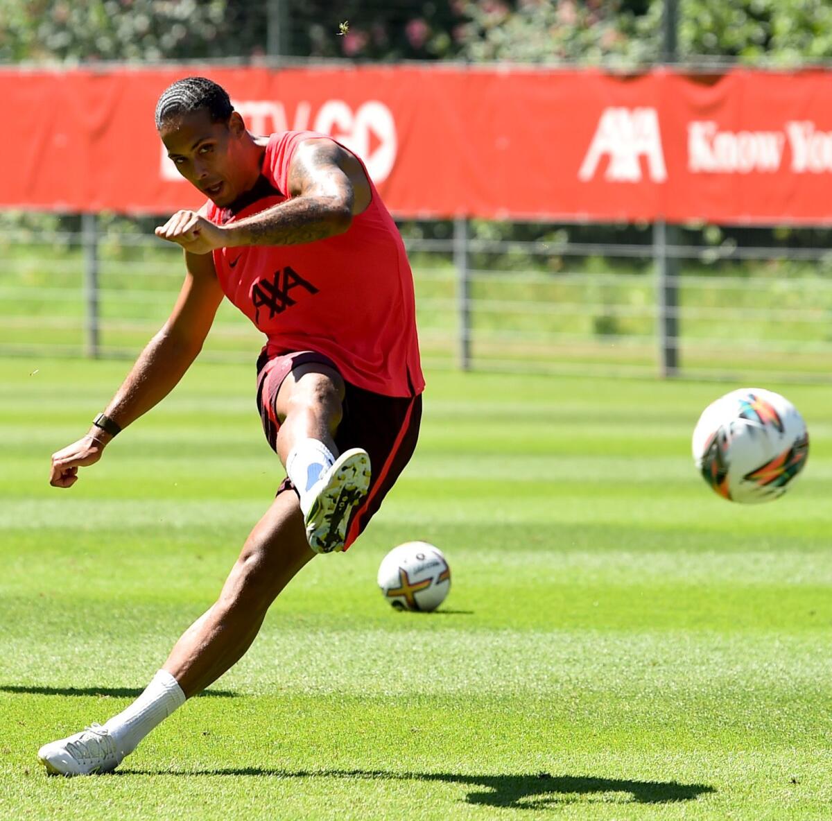 Liverpool's Virgil van Dijk during a training session in Austria. — Liverpool FC Twitter