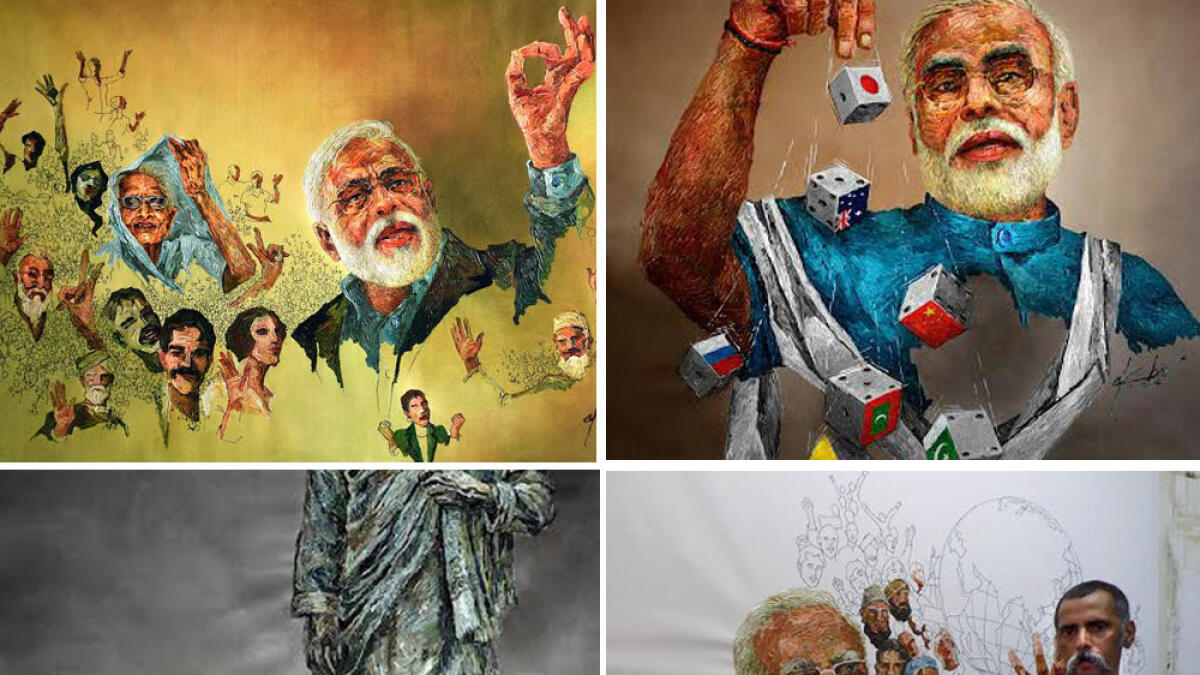 Dubai-based artist views Modi through portraits