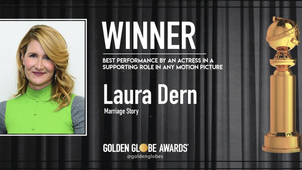 Laura Dern wins supporting actress Golden Globe for ‘Marriage Story’