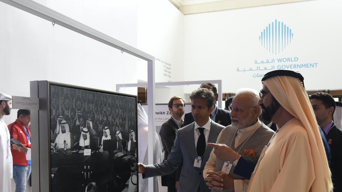HISTORICAL TIES: Sheikh Mohammed with Prime Minister Narendra Modi at the World Government Summit.