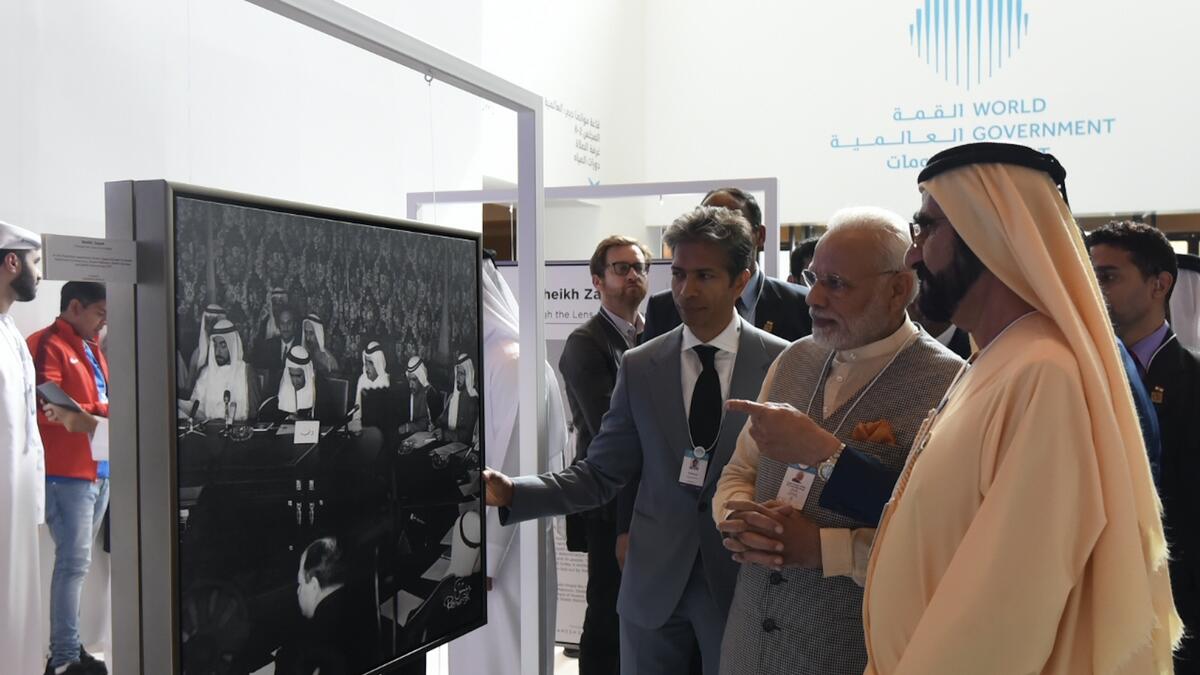 HISTORICAL TIES: Sheikh Mohammed with Prime Minister Narendra Modi at the World Government Summit.