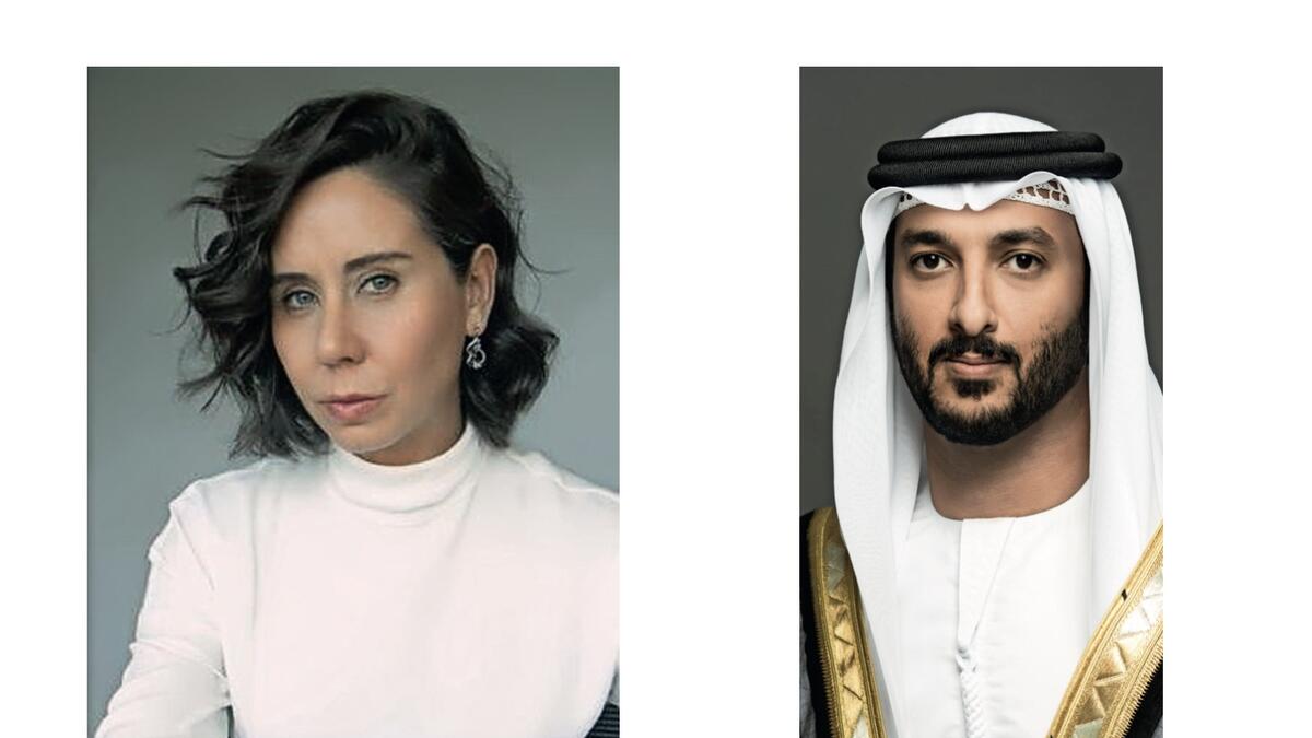 Neslihan AydagÃ¼l, Managing Director UAE for The Business Year and Abdullah bin Touq Al Marri, UAE Minister of Economy