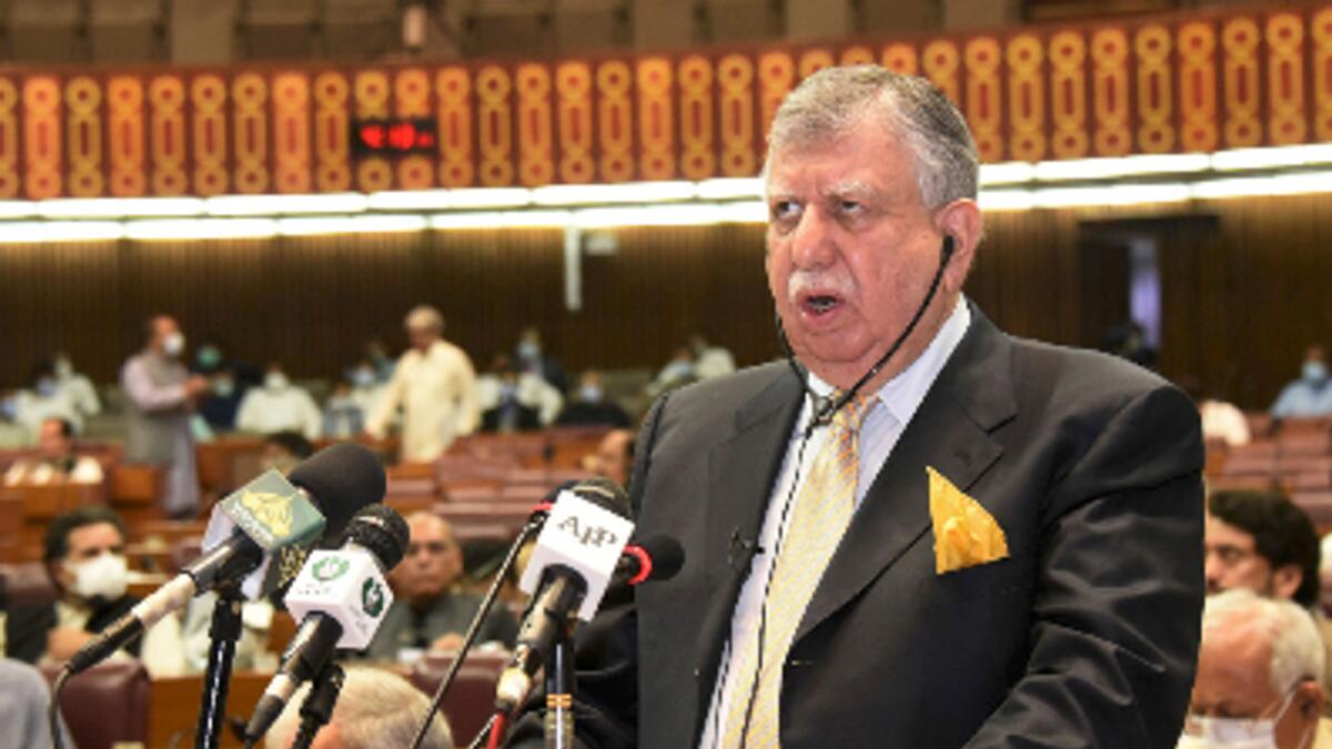 Pakistan's Finance Minister Shaukat Tarin presents the annual fiscal budget at the National Assembly in Islamabad. Photo: AFP