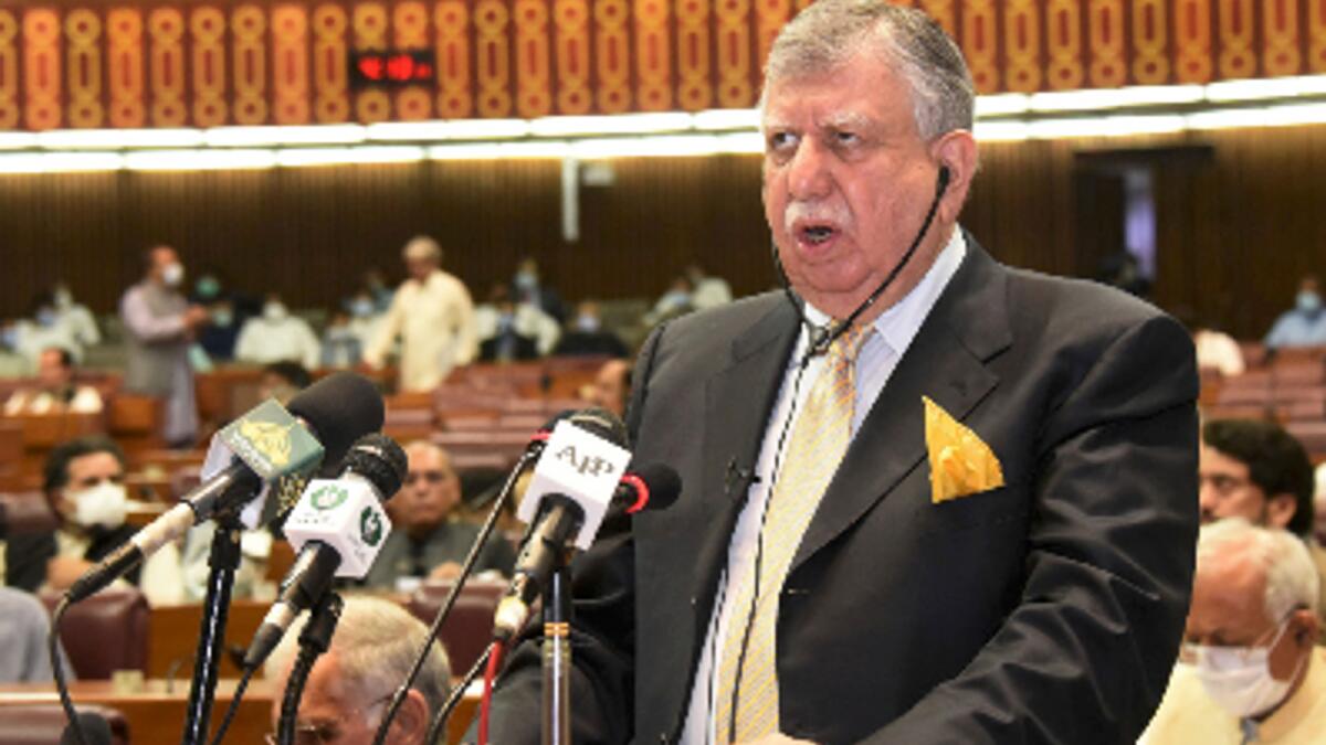 Pakistan's Finance Minister Shaukat Tarin presents the annual fiscal budget at the National Assembly in Islamabad. Photo: AFP