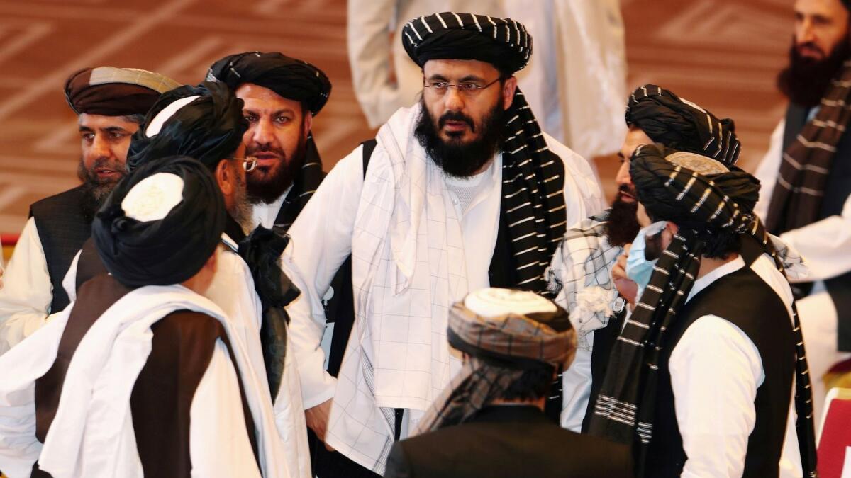 File photo of Taliban delegates in Doha for talks