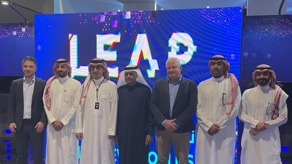 The Damac Group team with the Ministry of Communications and Information (MCIT) of Saudi Arabia officials at Leap 2023.