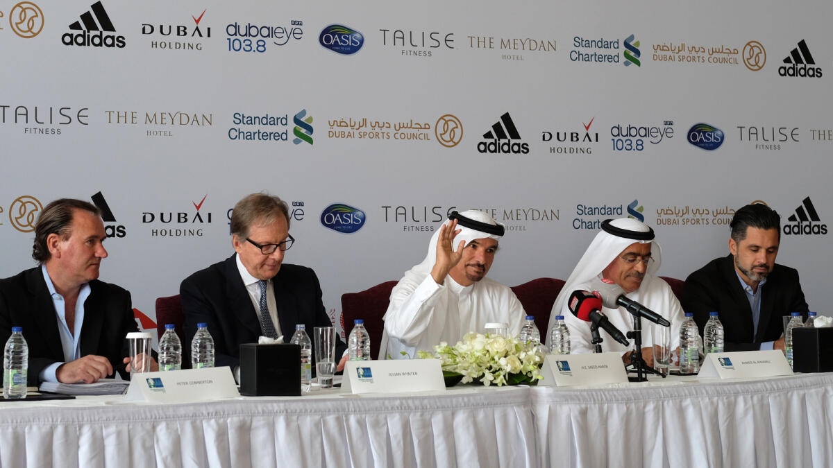 Peter Connerton; Julian Wynter; Saeed Hareb; Ahmed Al Kamali; and Cedric Betis at the Press conference.