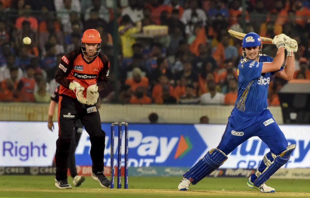 Mumbai Indians batter Cameron Green plays a shot. — PTI