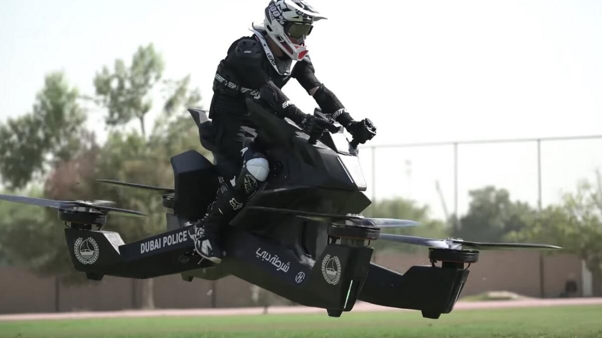 Video: Dubai Police take to the skies on flying motorcycle