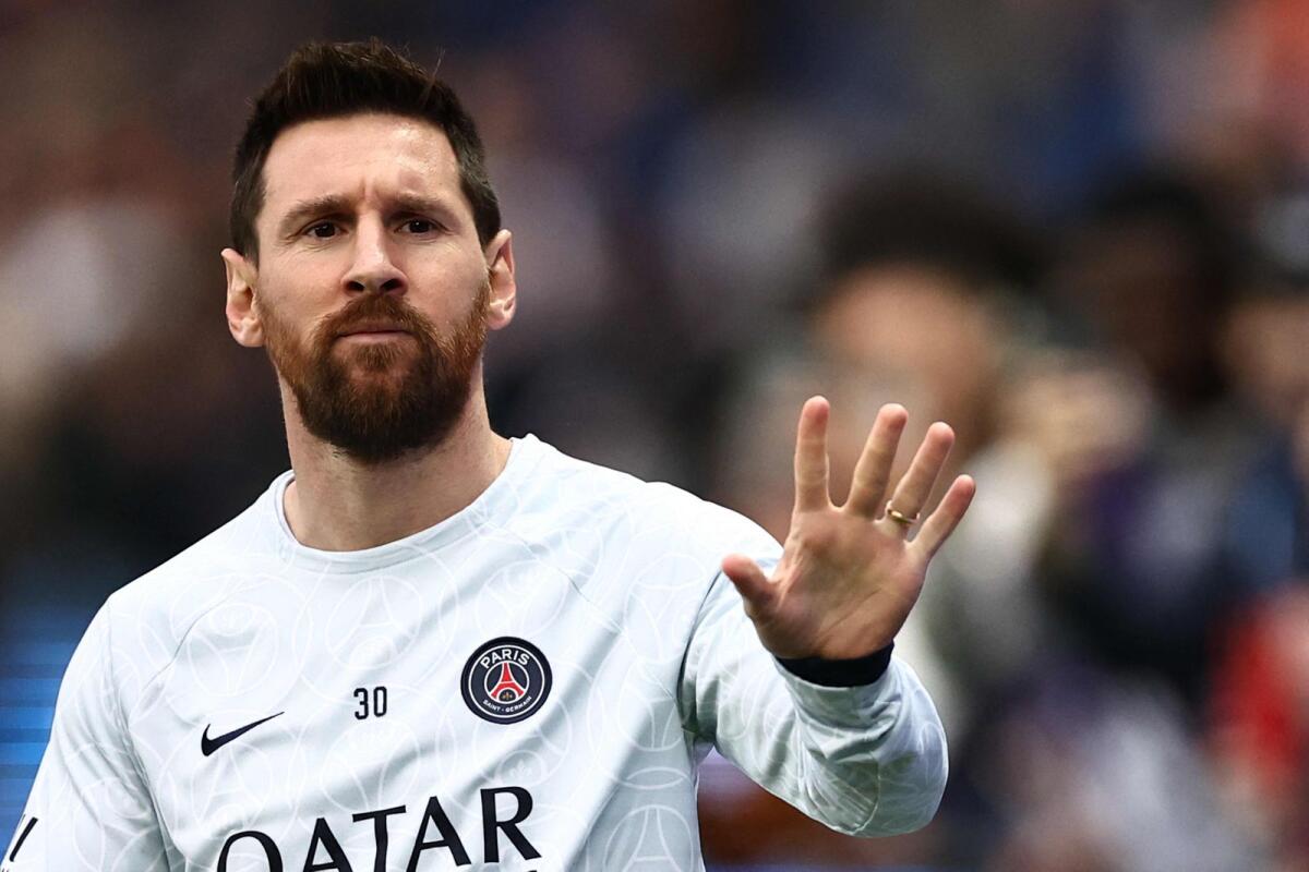 Paris Saint-Germain's Lionel Messi during a warm up session. — AFP